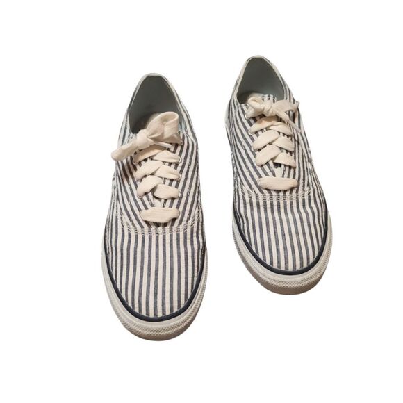 Sperry Pinstriped Topsider Sneaker Blue & White 9.5 - Picture 4 of 9